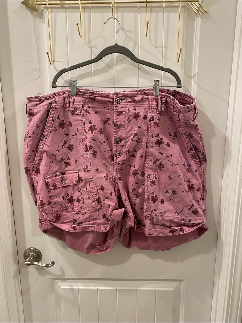 Anthropologie Purple Floral Cotton Shorts Plus Size 26W